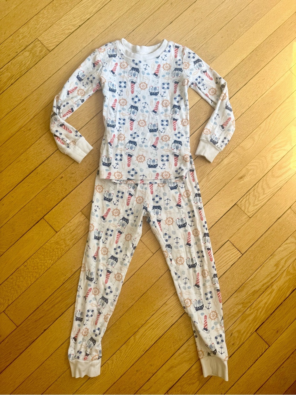 Janie and Jack White Nautical-Print Kids Pajama Set Size 6